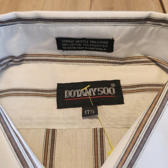 Botany 500 Shirt Vintage Button Down‎ Short Sleeve White Striped 17.5 NEW NWT - Picture 8 of 10